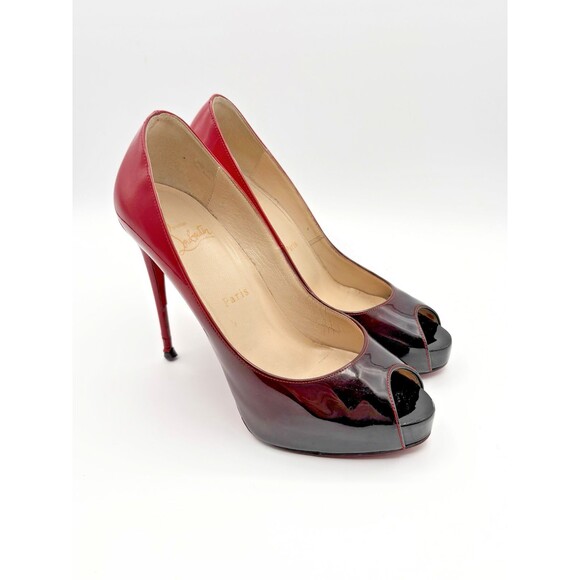 Christian Louboutin Red/Black Ombre Patent Leather Very Prive Pumps Sz EU 37 - Picture 4 of 14